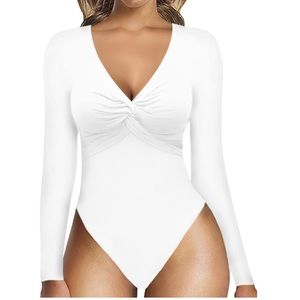 Elegant White Long Sleeve Bodysuit